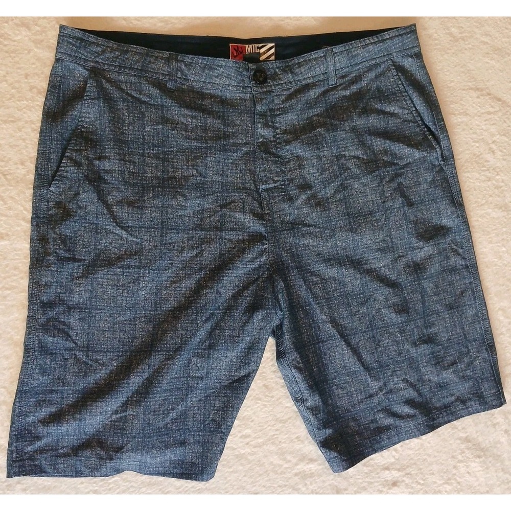 MICROS Swim Trunks‎ Board Shorts Men's Size 38 Dark Blue Plaid Bathing Suit